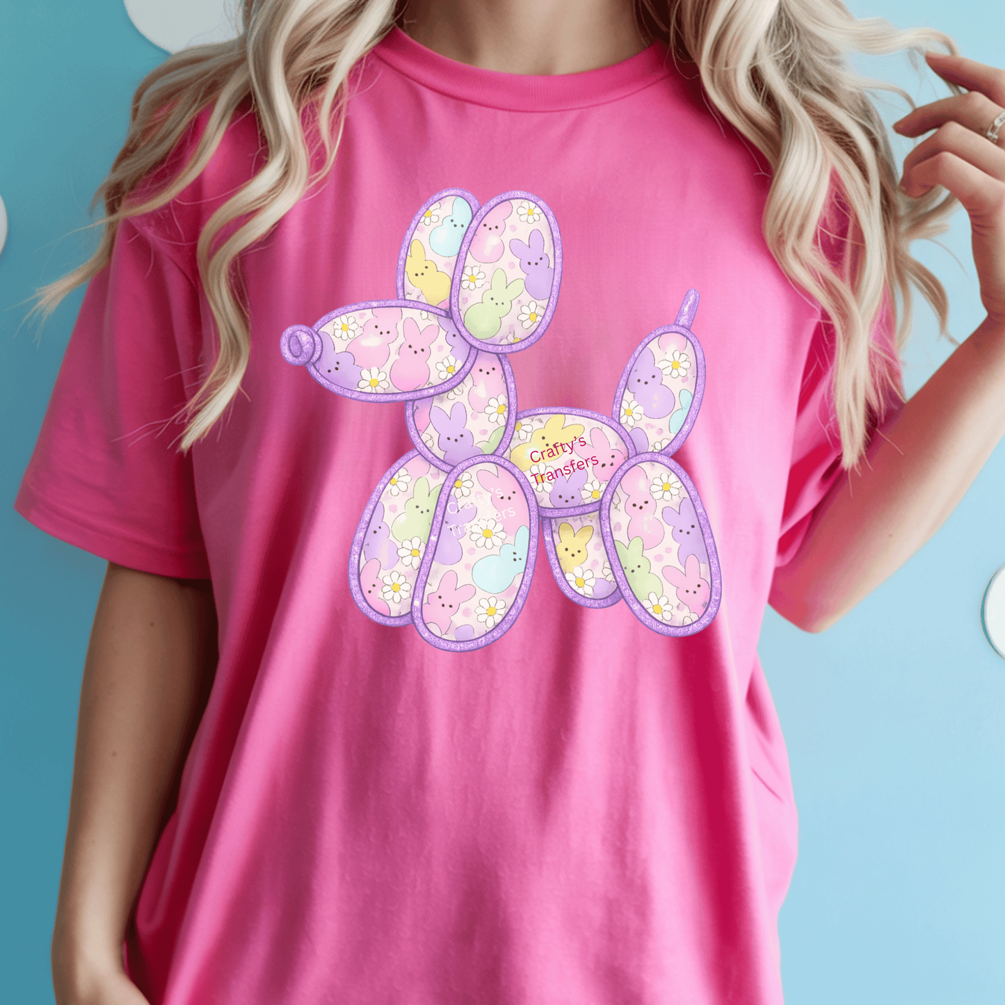 Peeps Balloon Dog DTF Transfer | Pastel Easter Balloon Dog Heat Transfer | Ready to Press