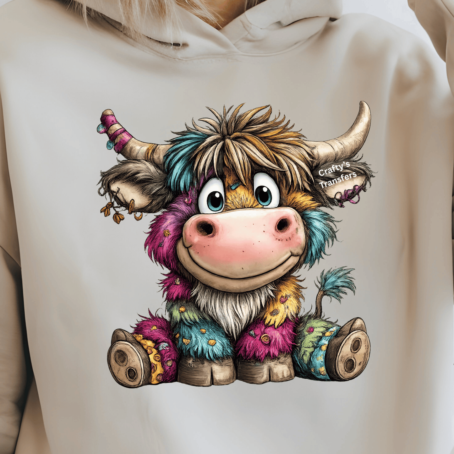 Colorful Cute Cow DTF Transfer | Whimsical Rainbow Cow Graphic | Ready to Press Heat Transfer