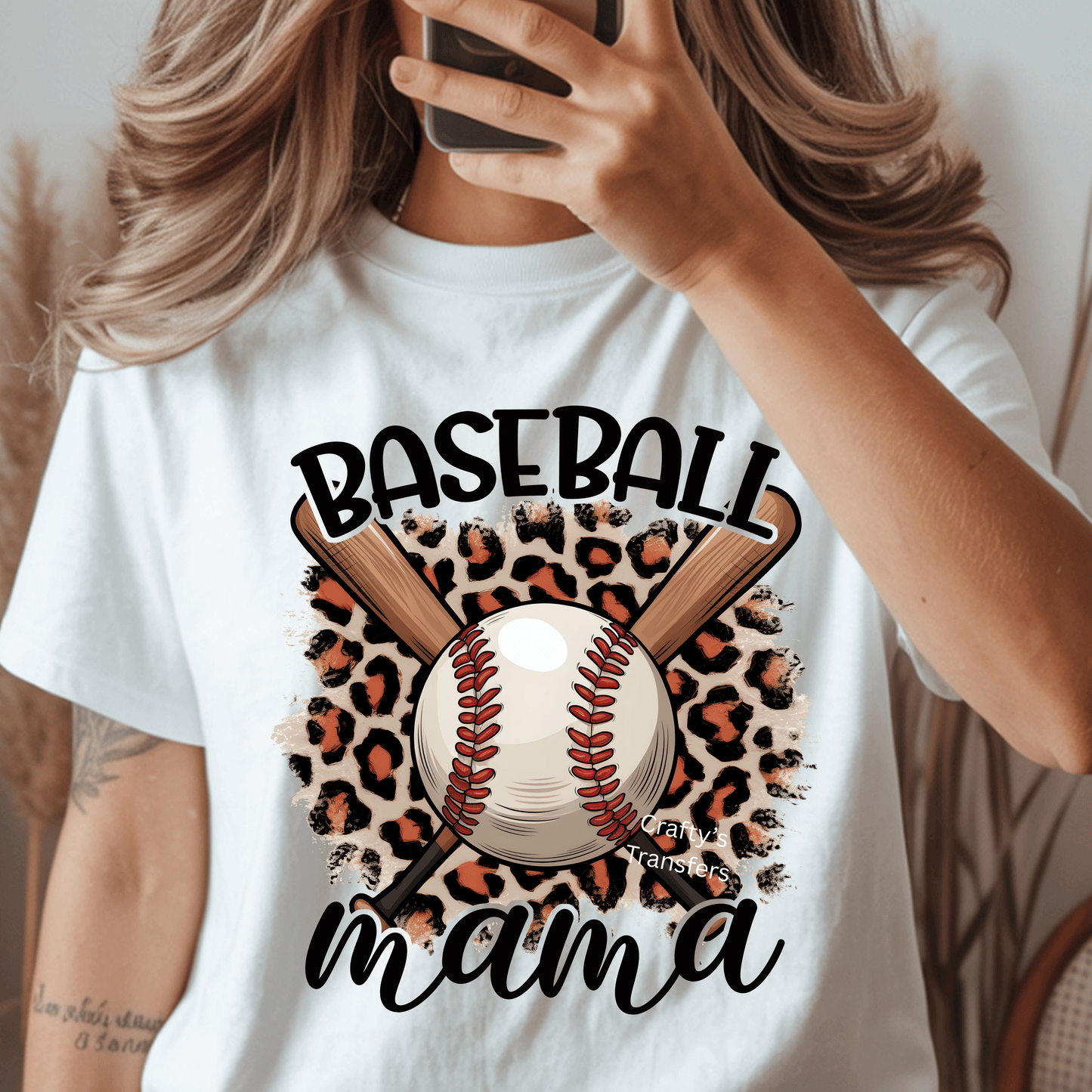 Baseball Mama Leopard DTF Transfer | Sports Mom Heat Transfer | Ready to Press Game Day Design