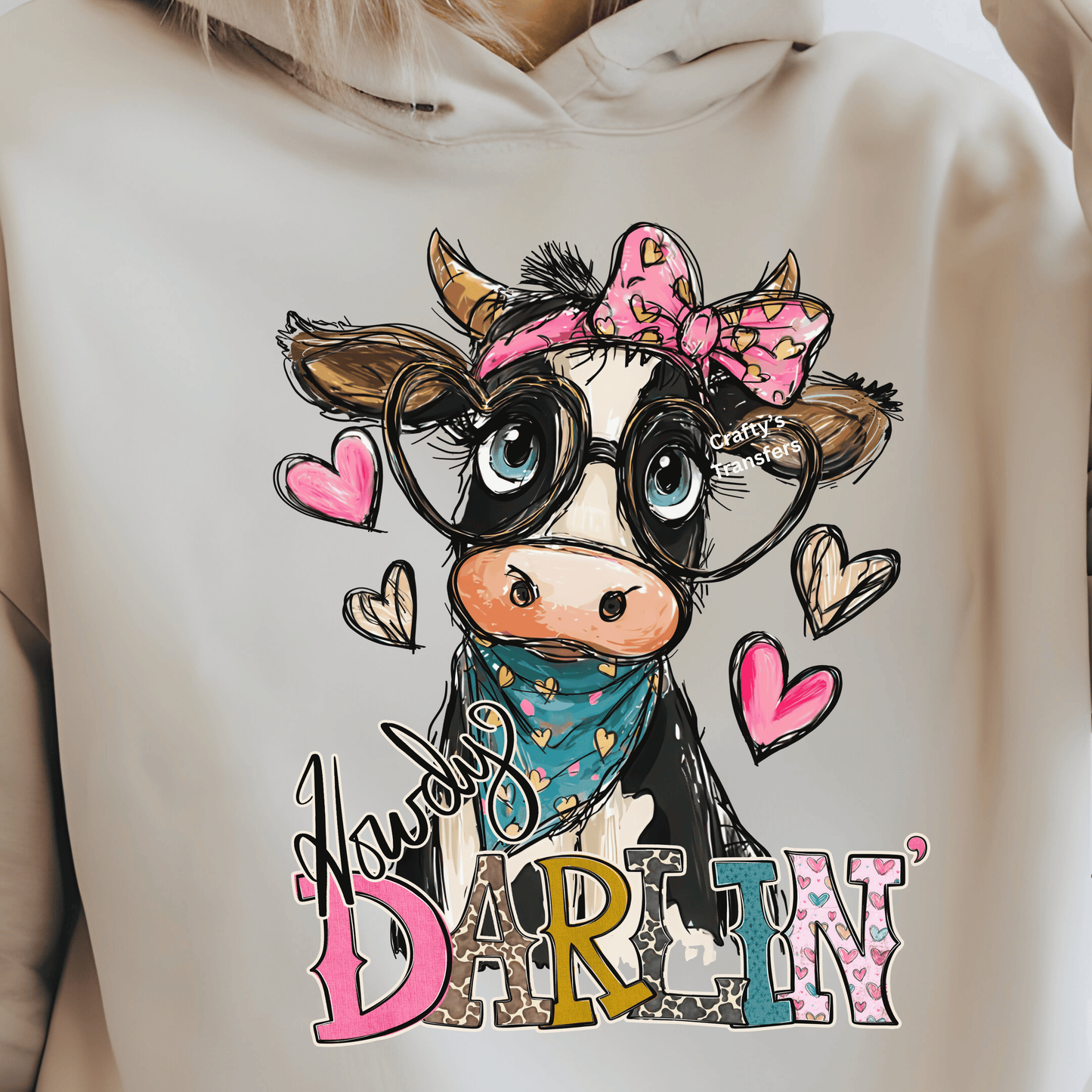 Howdy Darlin’ Highland Cow DTF Transfer | Cute Western Cow Heat Transfer | Ready to Press