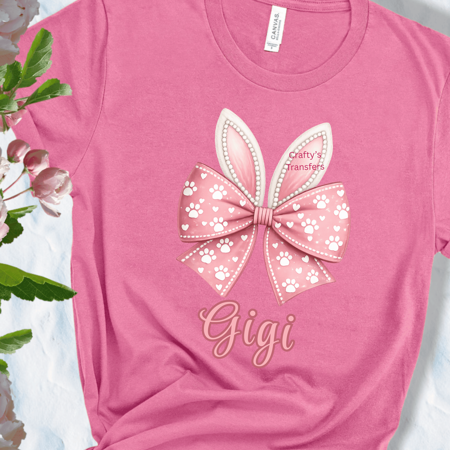 Mama Bunny Bow DTF Transfer | Pink Easter Bunny Ears Shirt Design | Ready to Press Heat Transfer
