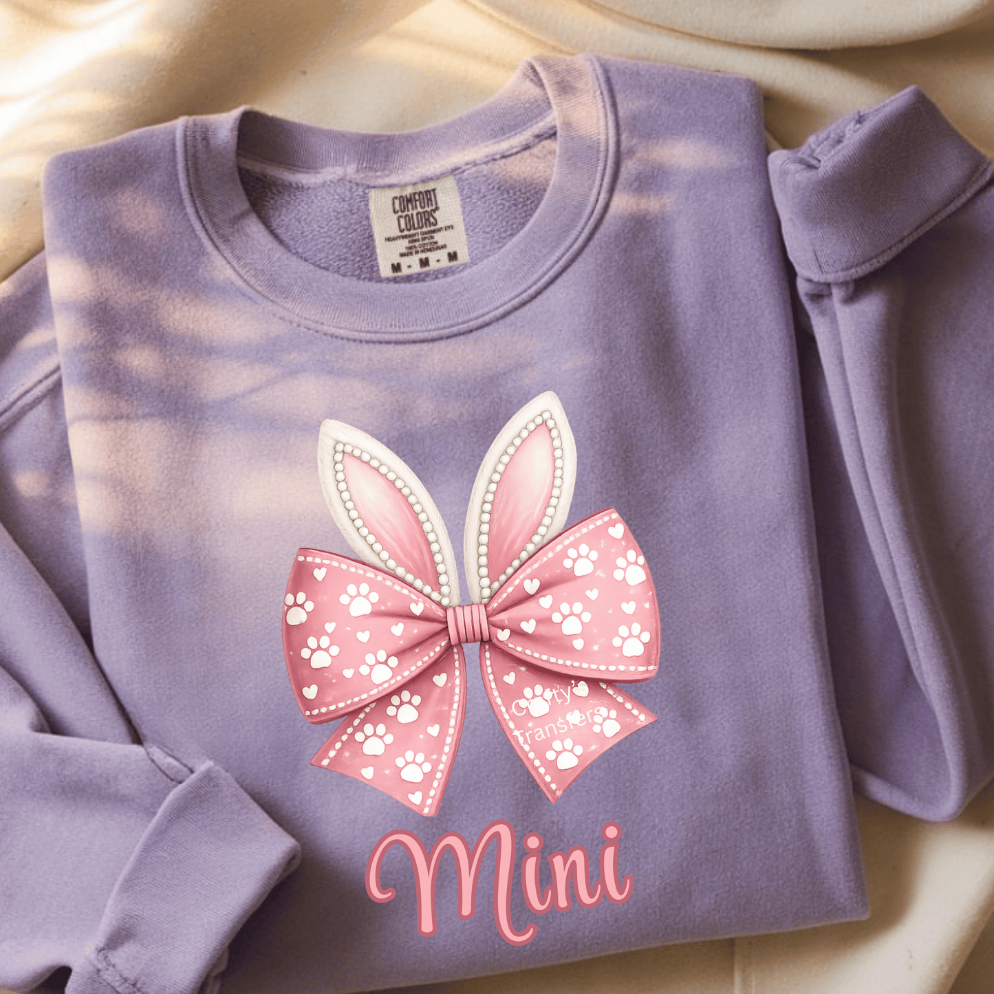 Mama Bunny Bow DTF Transfer | Pink Easter Bunny Ears Shirt Design | Ready to Press Heat Transfer