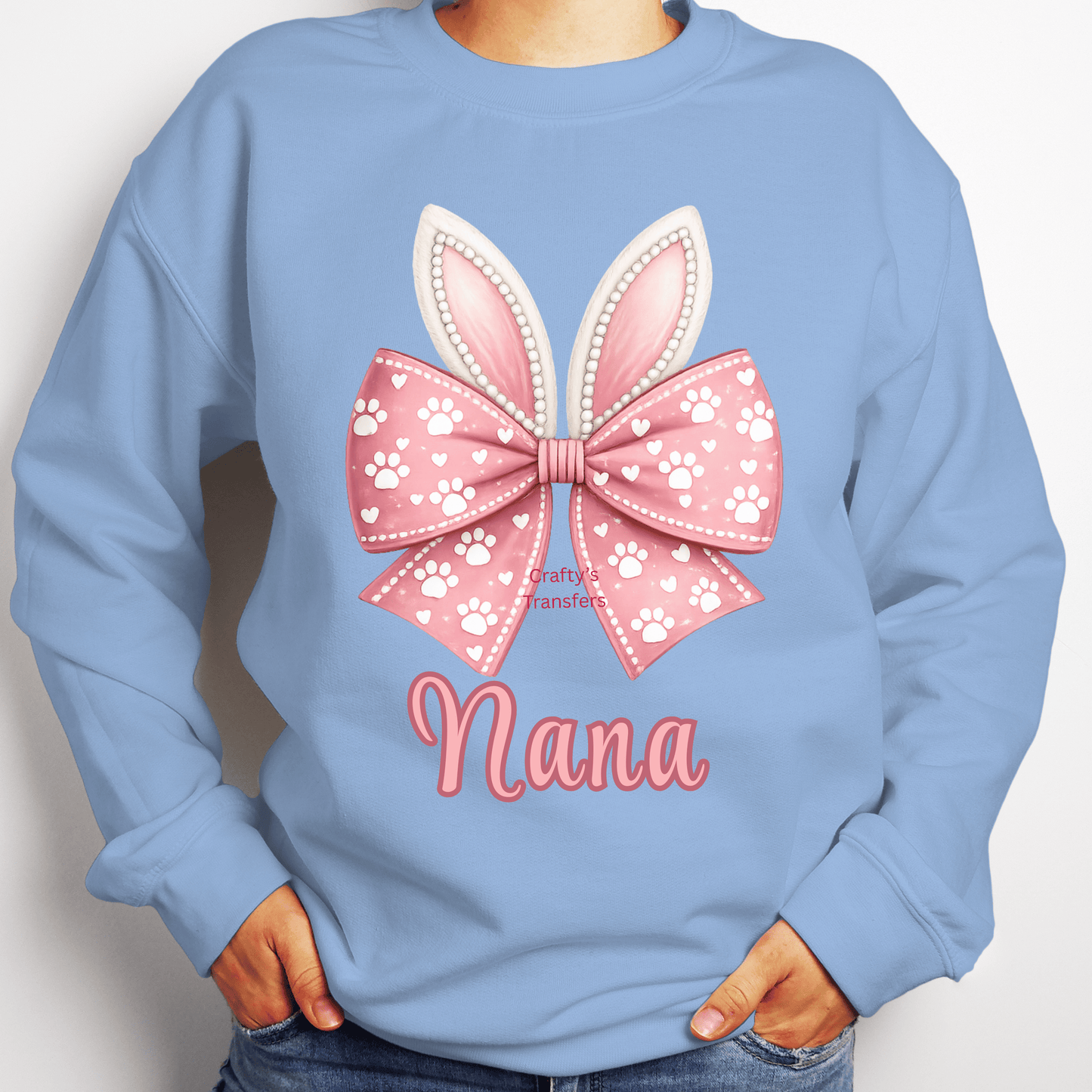 Mama Bunny Bow DTF Transfer | Pink Easter Bunny Ears Shirt Design | Ready to Press Heat Transfer