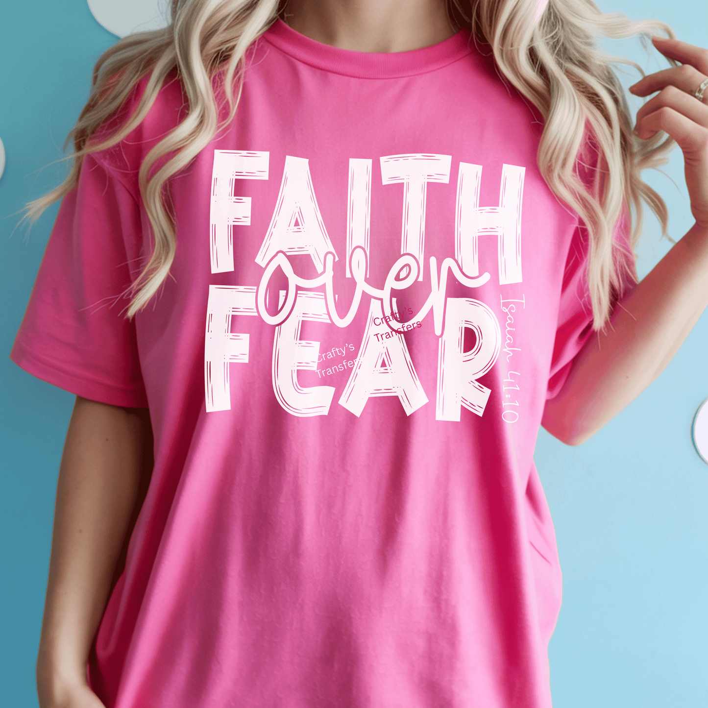Faith Over Fear DTF Transfer – Christian Easter Sublimation Style – Religious Shirt Design – Ready to Press Heat Transfer
