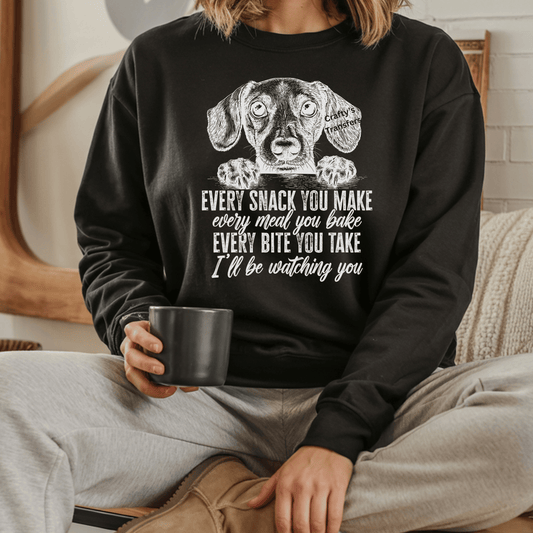 Every Snack You Make Dachshund DTF Transfer | Funny Dog Watching You Eat Shirt Design | Wiener Dog Graphic | Ready to Press Heat Transfer