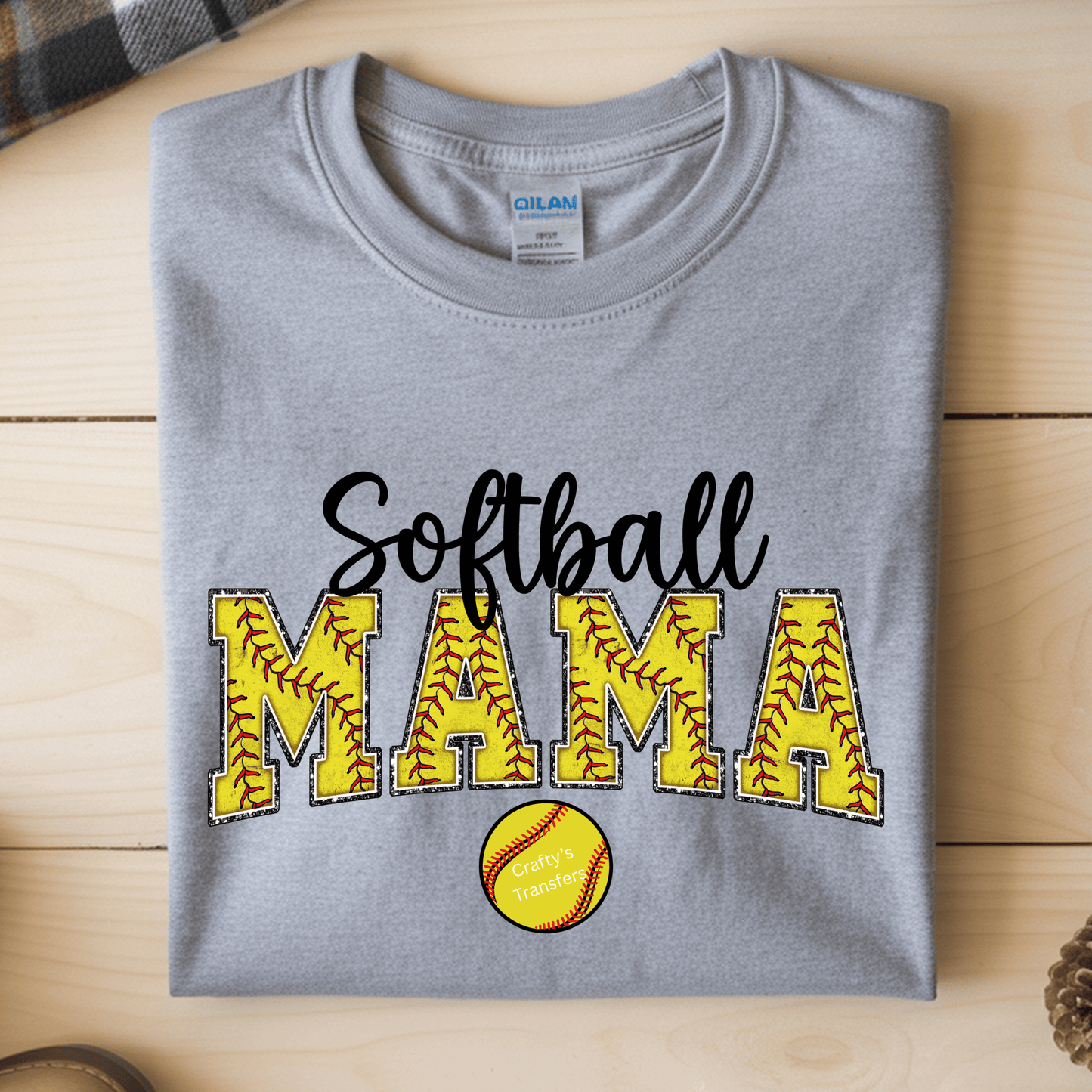 Softball MOM DTF Transfer – Personalized Softball Mama Shirt Design – Custom Name Grandma Nana Gigi Ready to Press Heat Transfer