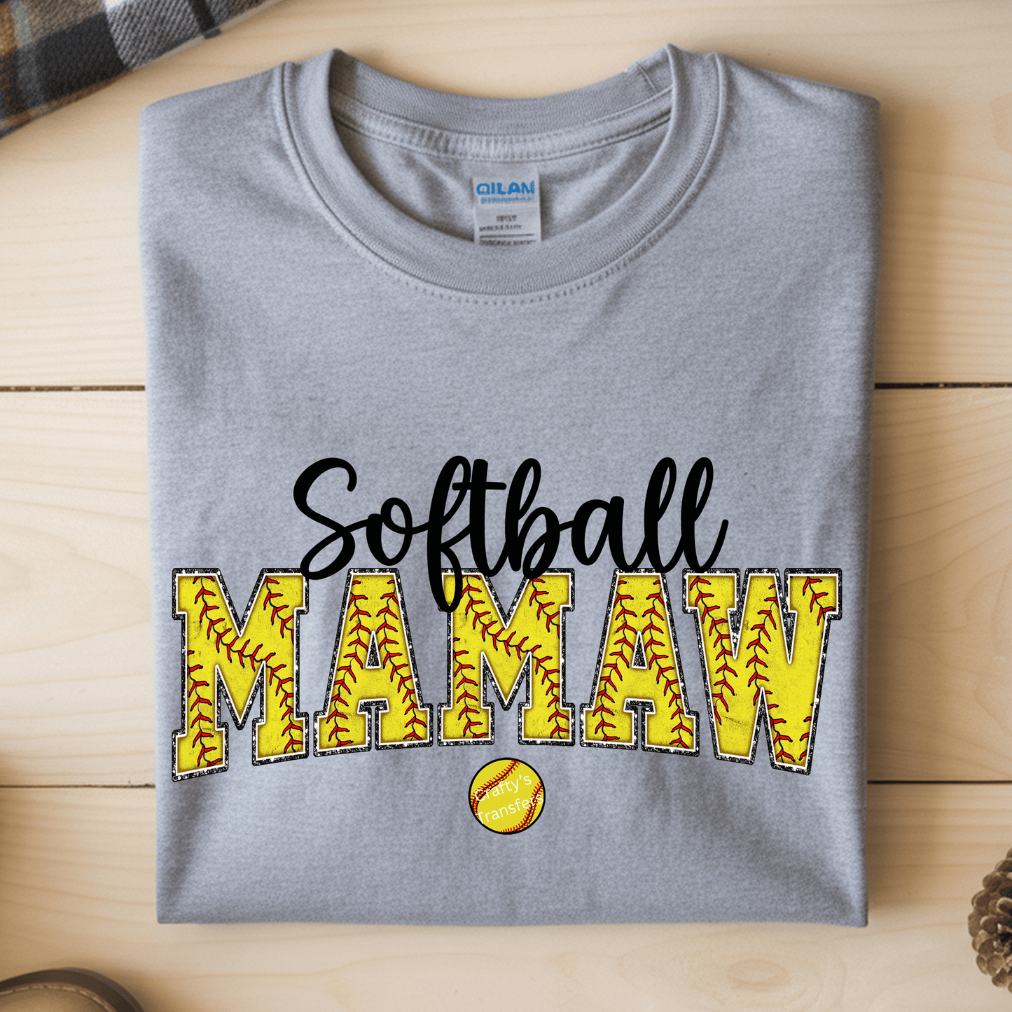 Softball MOM DTF Transfer – Personalized Softball Mama Shirt Design – Custom Name Grandma Nana Gigi Ready to Press Heat Transfer