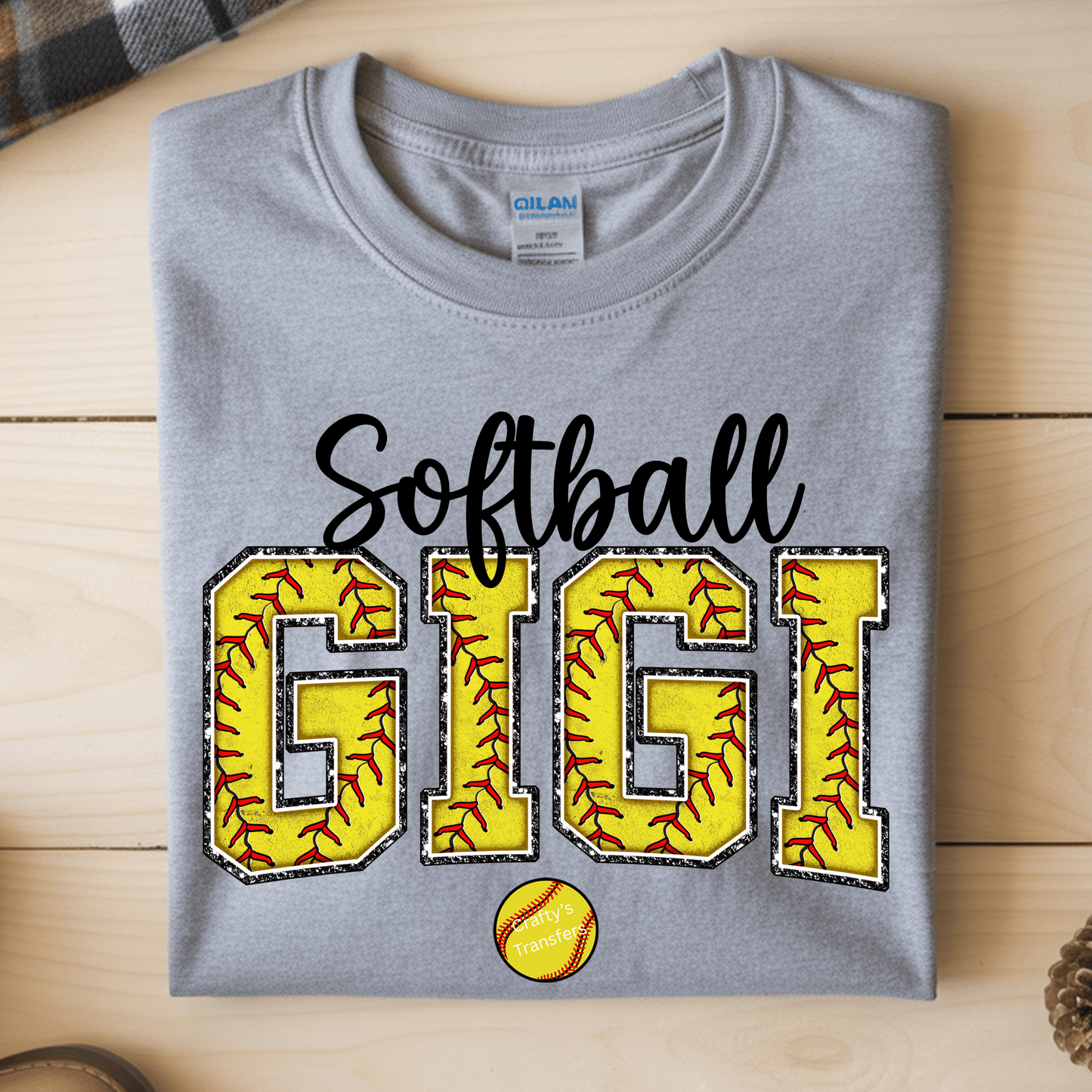 Softball MOM DTF Transfer – Personalized Softball Mama Shirt Design – Custom Name Grandma Nana Gigi Ready to Press Heat Transfer