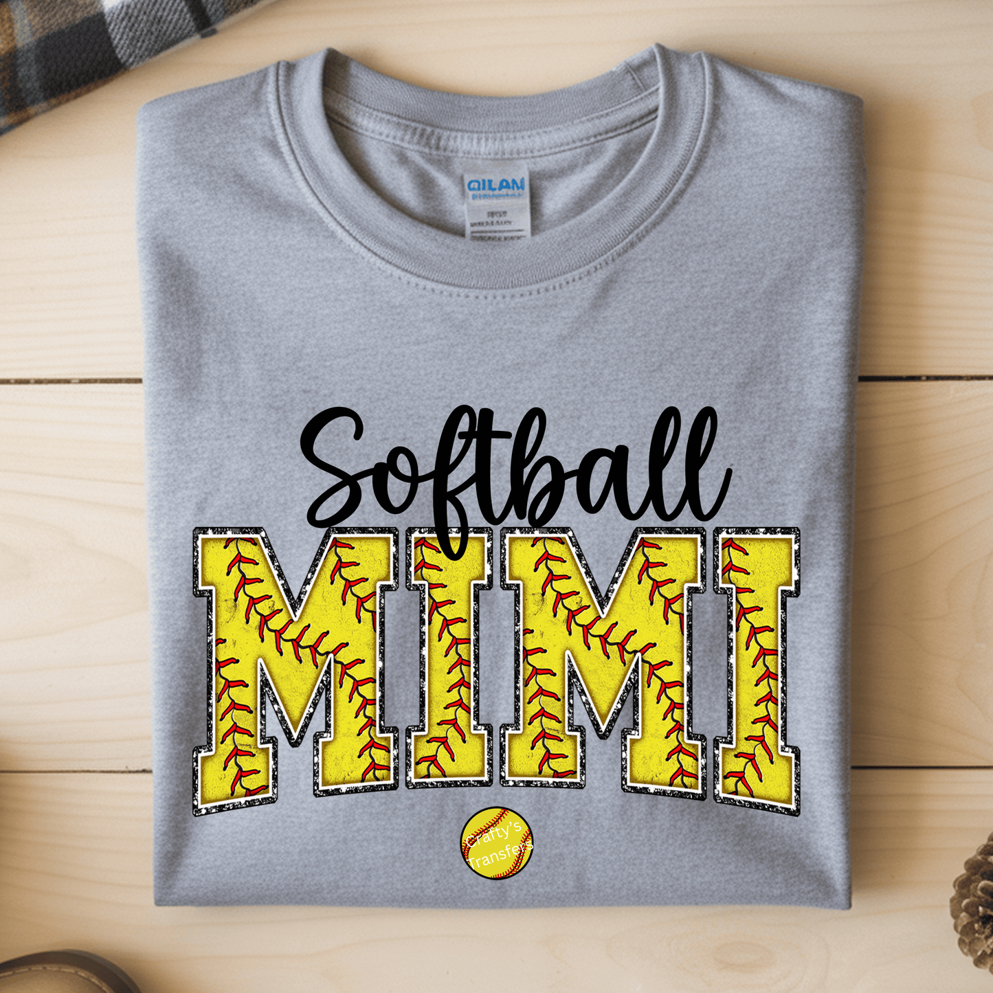 Softball MOM DTF Transfer – Personalized Softball Mama Shirt Design – Custom Name Grandma Nana Gigi Ready to Press Heat Transfer