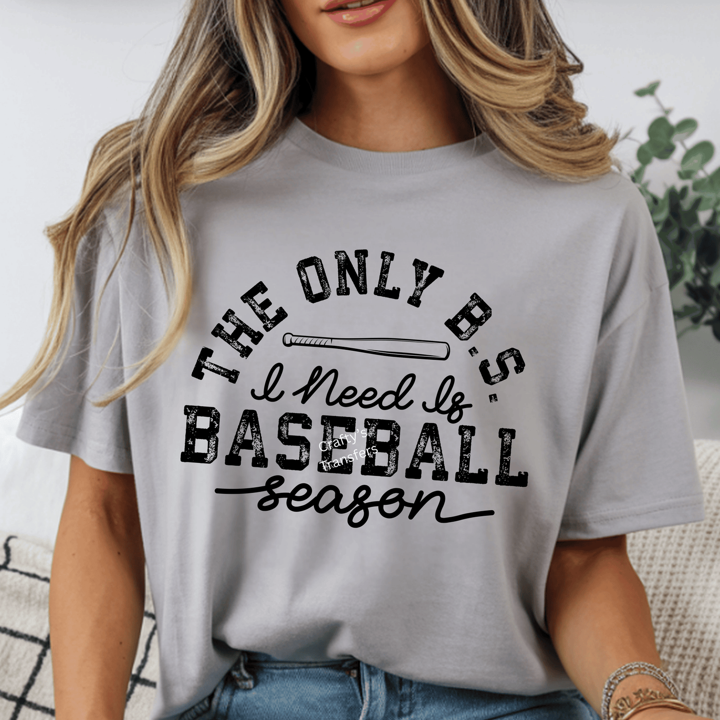 The Only B.S. I Need Is Baseball DTF Transfer – Funny Baseball Shirt Design – Distressed Sports Graphic – Baseball Mom Heat Press Transfer