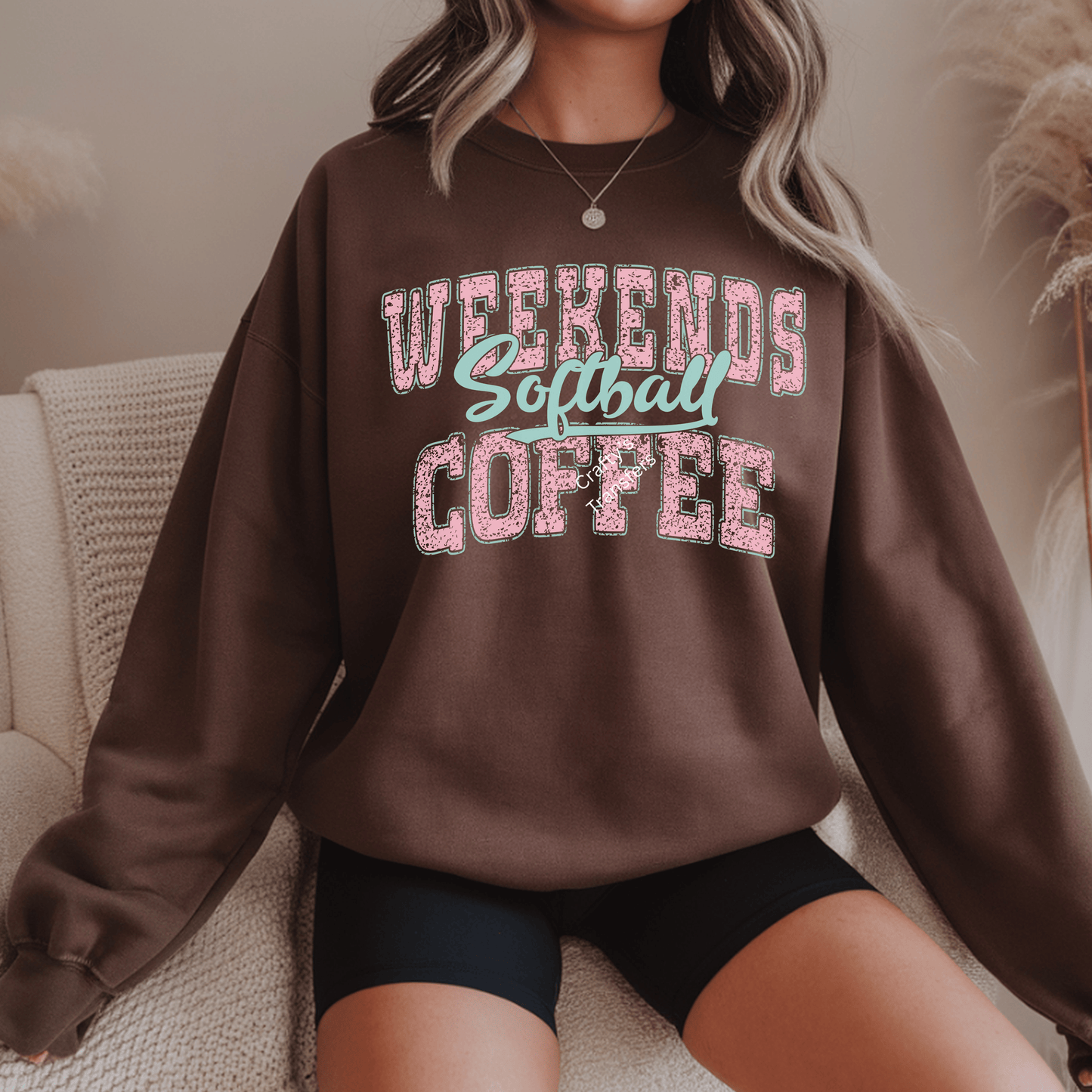 Weekends Softball Coffee DTF Transfer – Softball Mom Game Day Shirt Design – Trendy Sports Graphic Tee Print