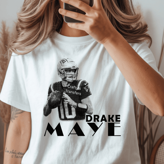 New England Quarterback Halftone DTF Transfer – Pro Football Fan Shirt Design – Ready to Press
