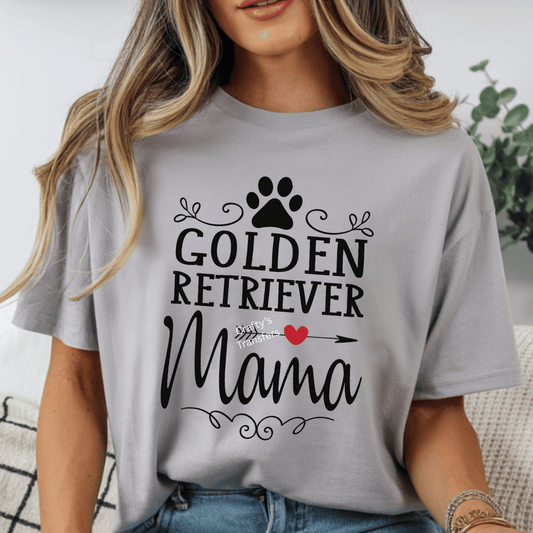 Golden Retriever Mama DTF Transfer – Dog Mom Graphic – Paw Print Heart Shirt Design for Pet Lovers