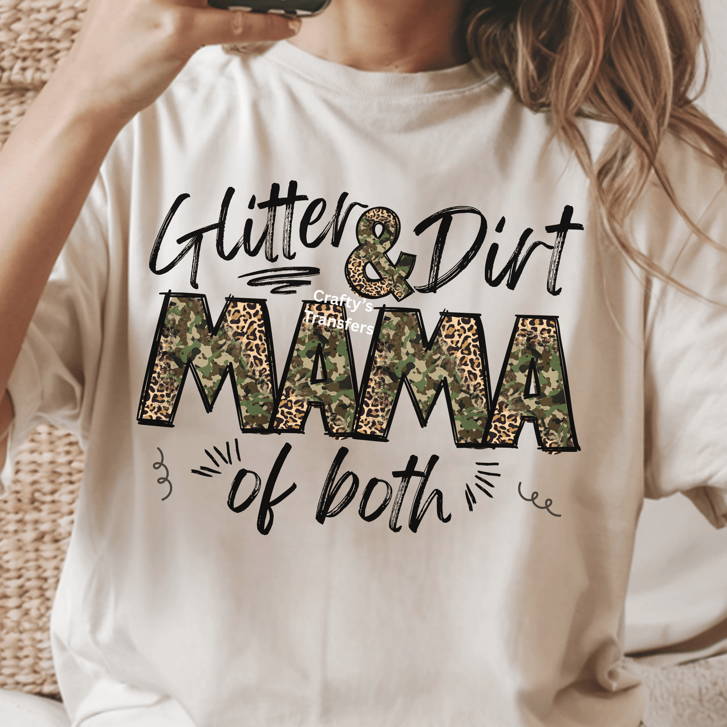 Camo Leopard Mama Gigi Nona Nana DTF Transfer – Trendy Western Mom Shirt Design – Camouflage & Leopard Print Mama Iron On Style Heat Transfer