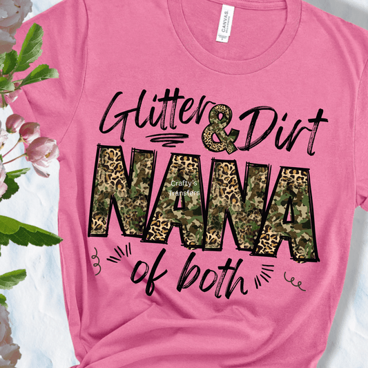 Camo Leopard Mama Gigi Nona Nana DTF Transfer – Trendy Western Mom Shirt Design – Camouflage & Leopard Print Mama Iron On Style Heat Transfer