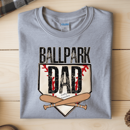 Ballpark Dad Baseball DTF Transfer | Vintage Baseball Dad Shirt Transfer | Sports Dad Heat Press Transfer