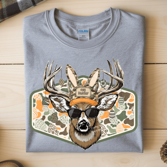 Easter Egg Hunter | Backward Cap Deer Buck | Kids Easter Shirt DTF Transfer | Egg Hunt
