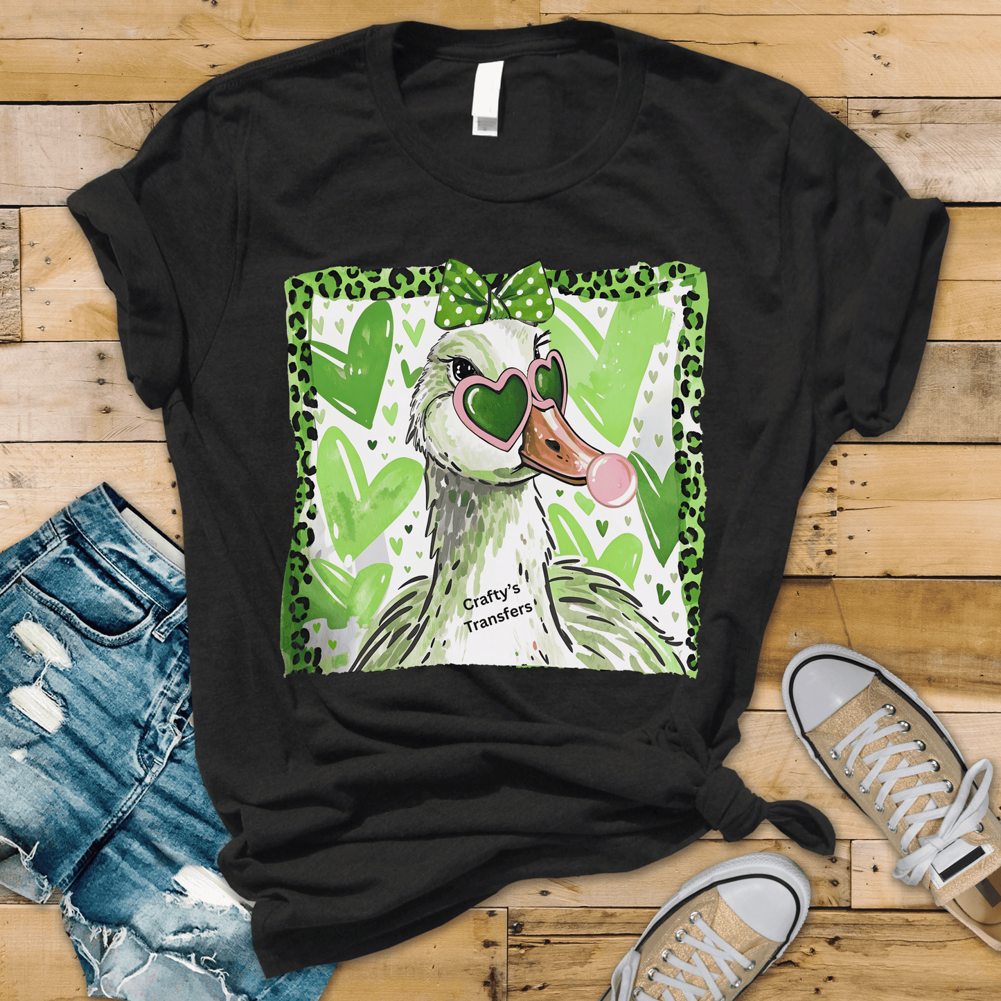 Lucky Goose | Trendy Irish Goose Lover | Leopard St Patricks Day | Coquette Duck Shirt | DTF Transfer