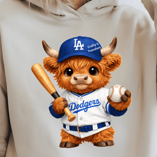 Dodgers Baseball Highland Cow