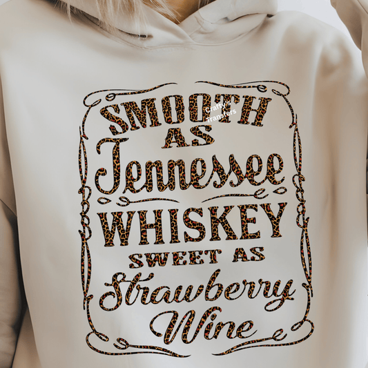 Smooth as Tennessee Whiskey Strawberry Wine DTF Transfer – Leopard Print Country Song Graphic Shirt Transfer