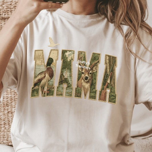 Hunting Mama DTF Transfer | Duck Deer Hunting Graphic | Rustic Outdoor Heat Press Shirt Transfer