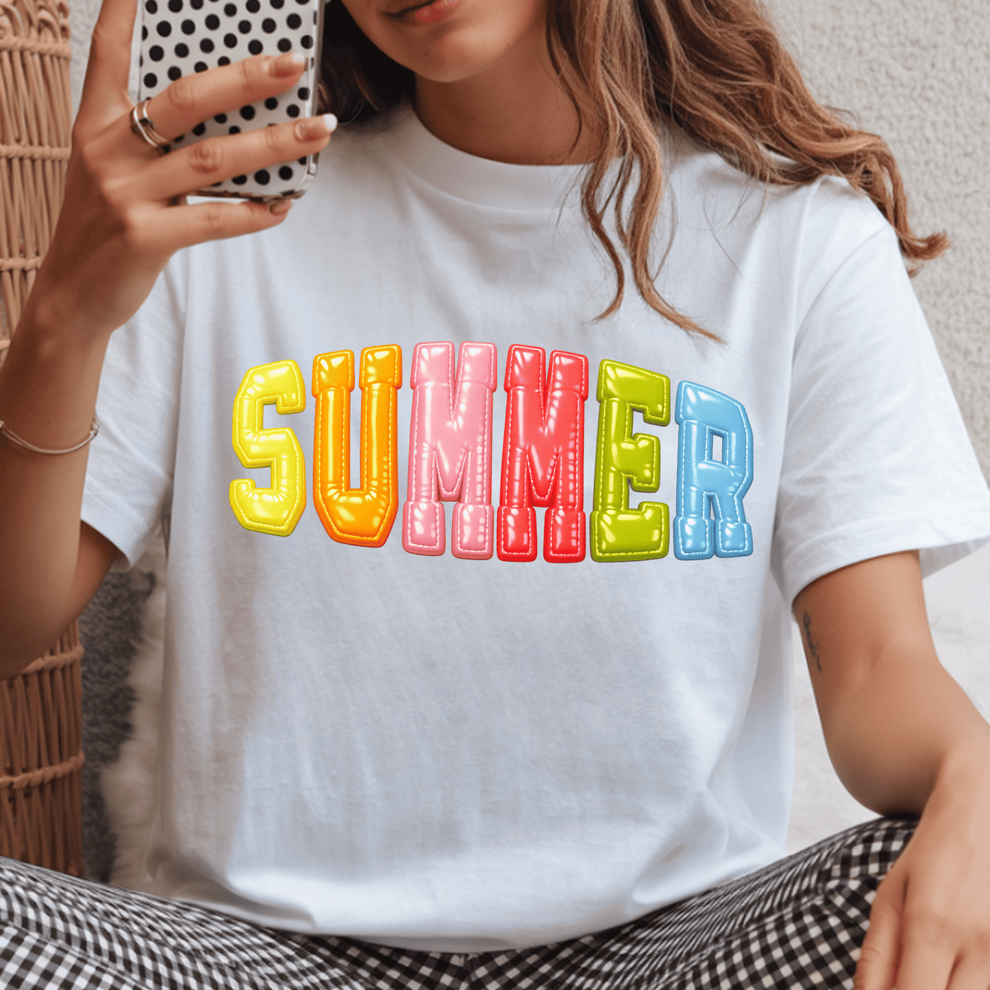 Summer Balloon Letter DTF Transfer | Colorful Inflatable Summer Shirt Design | Bright Vacation Graphic Tee Transfer | Fun Seasonal Apparel Print