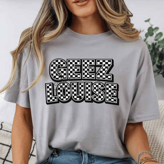 Geez Louise Black and White Checkered