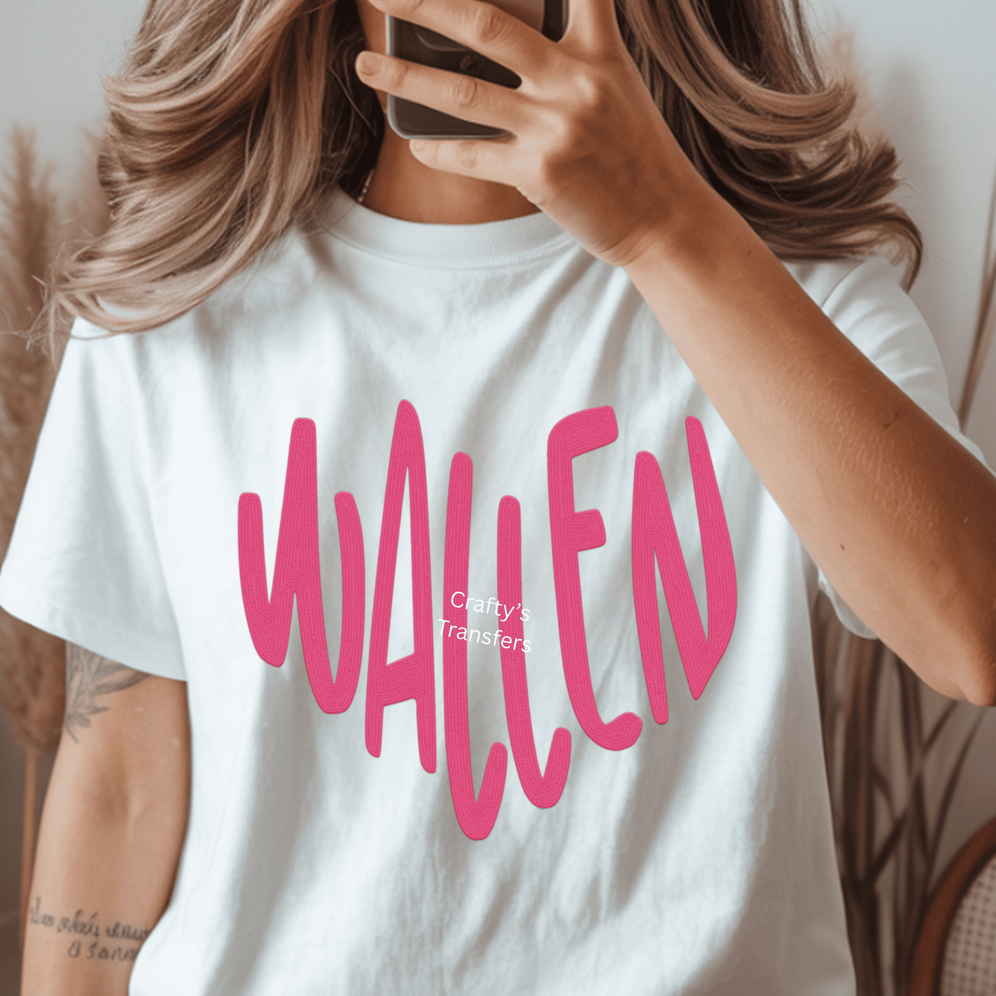 Wallen Heart DTF Transfer – Hot Pink Country Music Shirt Transfer – Western Concert Graphic Heat Press Design