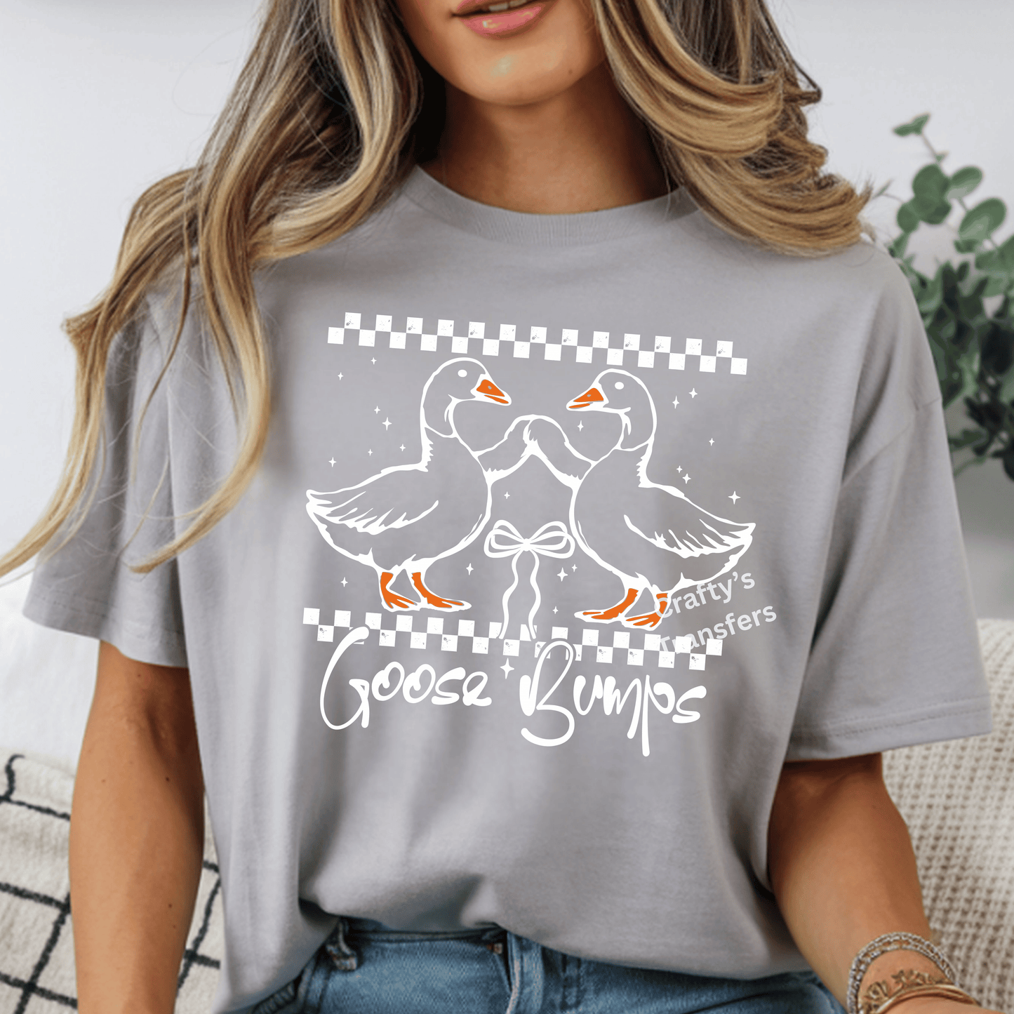 Goose Bumps DTF Transfer | Funny Goose Shirt Design | Cute Retro Duck Graphic Tee Transfer | Trendy Animal Humor Shirt