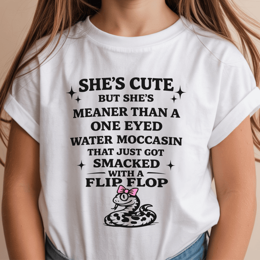 She’s Cute But She’s Psycho Funny DTF Transfer | Trendy Sarcastic Graphic Tee Transfer | Cute Bow Design Heat Transfer