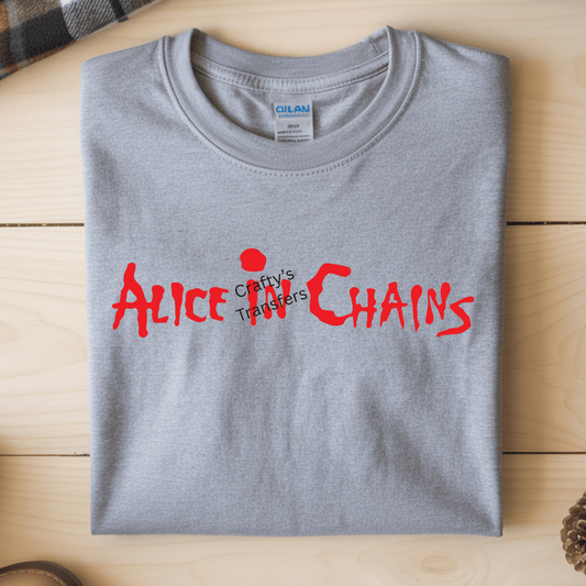 Grunge Red Text DTF Transfer | Edgy Rock Style Typography Shirt Transfer | Dripping Letter Graphic | Bold Vintage Music Inspired Design