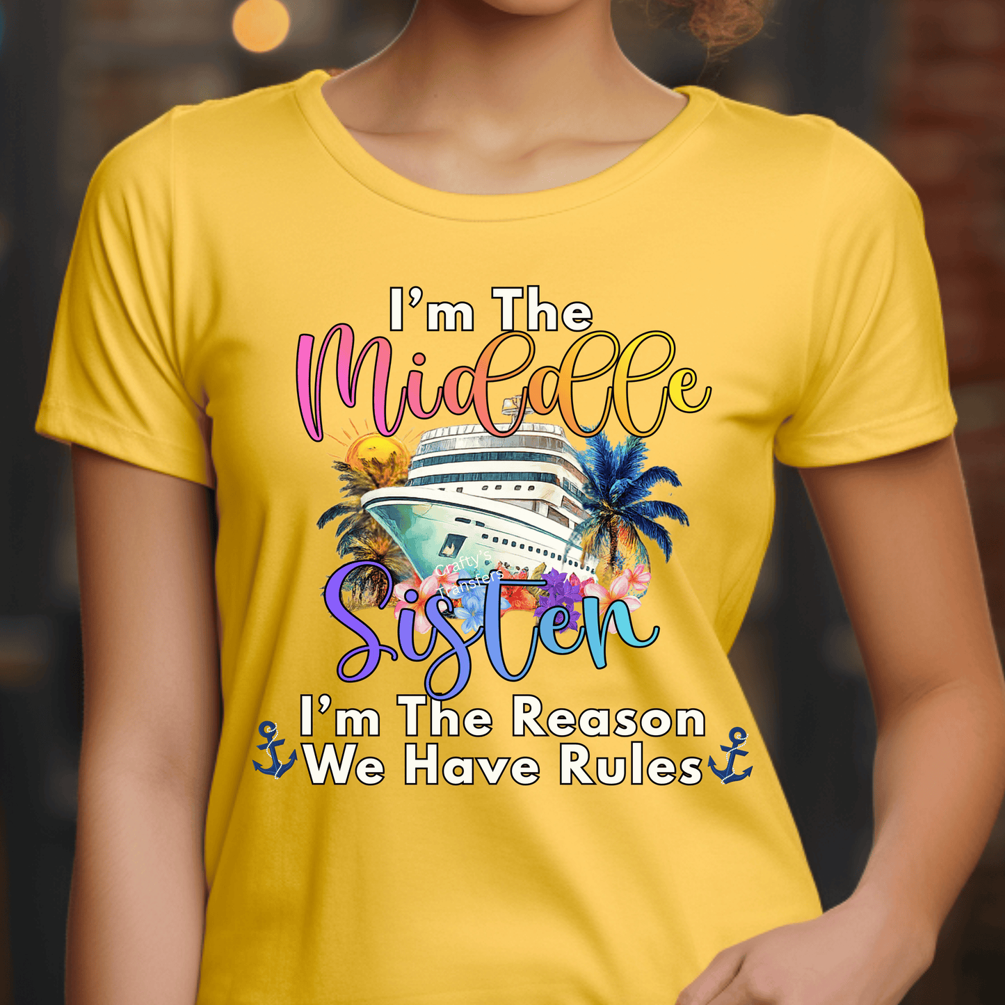 I’m The Oldest Sister Cruise DTF Transfer – Funny Family Vacation Shirt Design – Tropical Cruise Ready to Press Heat Transfer