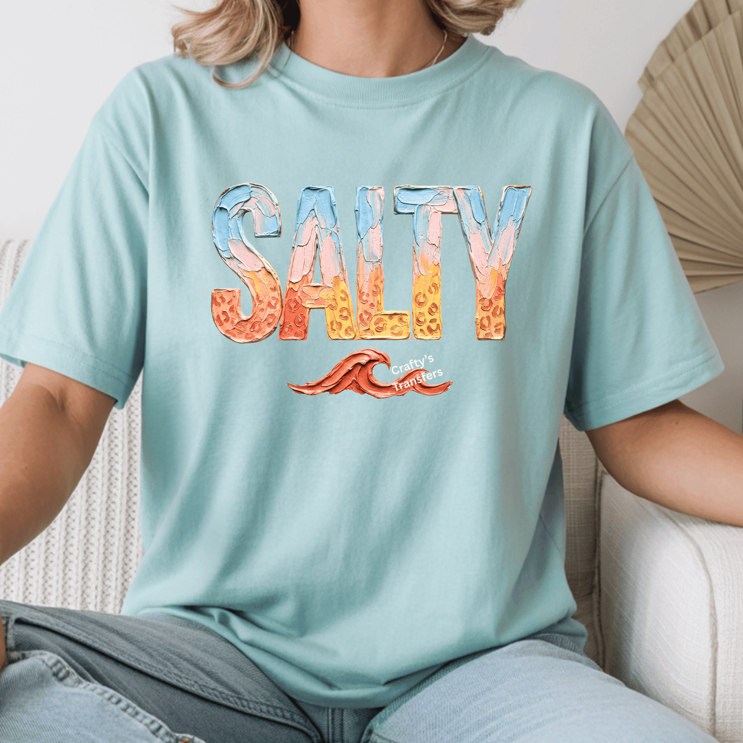 Salty Beach DTF Transfer | Coastal Summer Shirt Design | Ocean Wave Graphic Heat Press Transfer