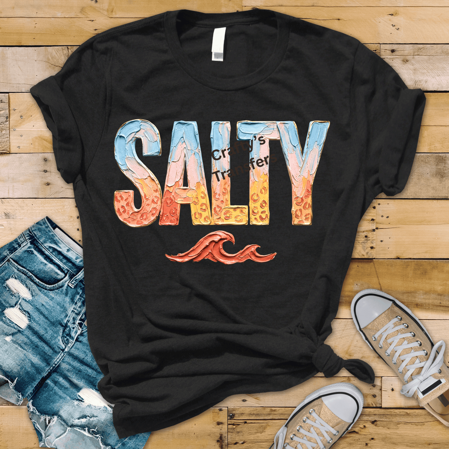 Salty Beach DTF Transfer | Coastal Summer Shirt Design | Ocean Wave Graphic Heat Press Transfer