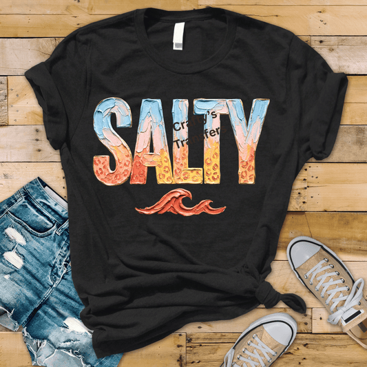 Salty Beach DTF Transfer | Coastal Summer Shirt Design | Ocean Wave Graphic Heat Press Transfer
