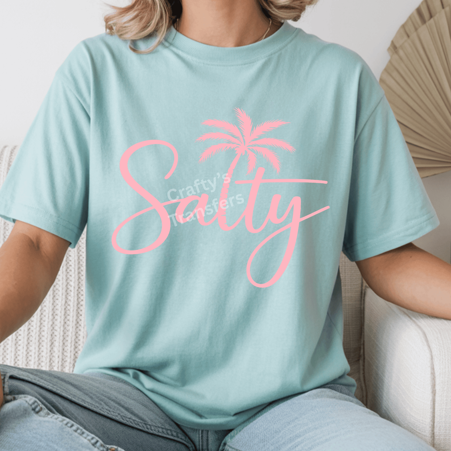 Salty Beach DTF Transfer | Minimal Coastal Summer Graphic | Trendy Ocean Vibes Shirt Design Ready to Press