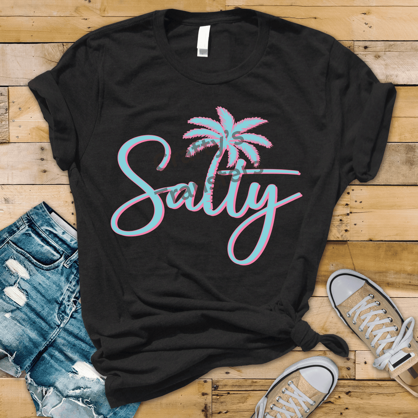 Salty Beach DTF Transfer | Minimal Coastal Summer Graphic | Trendy Ocean Vibes Shirt Design Ready to Press