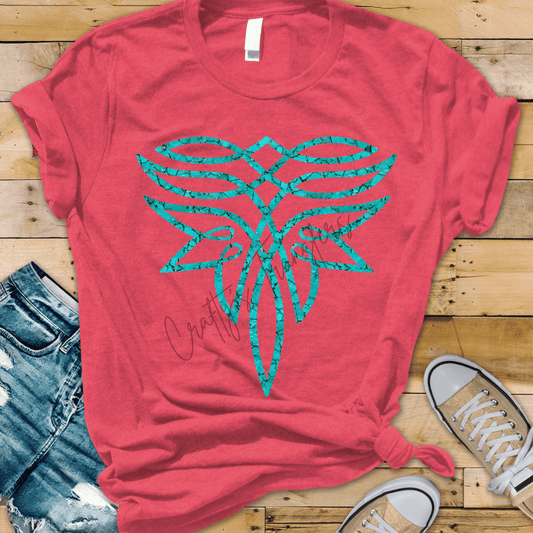 Turquoise Western Boot Stitch DTF Transfer | Boho Cowgirl Heat Transfer | Ready to Press Boutique DTF Design