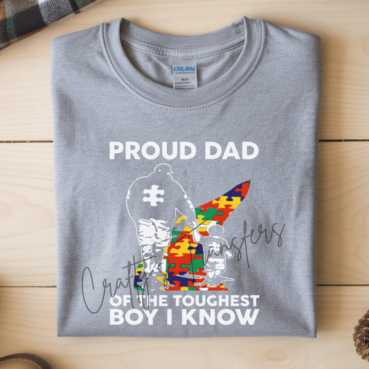 Proud Dad Autism DTF Transfer | Autism Awareness Puzzle Design | Special Needs Dad Shirt | Father Support Graphic Heat Transfer