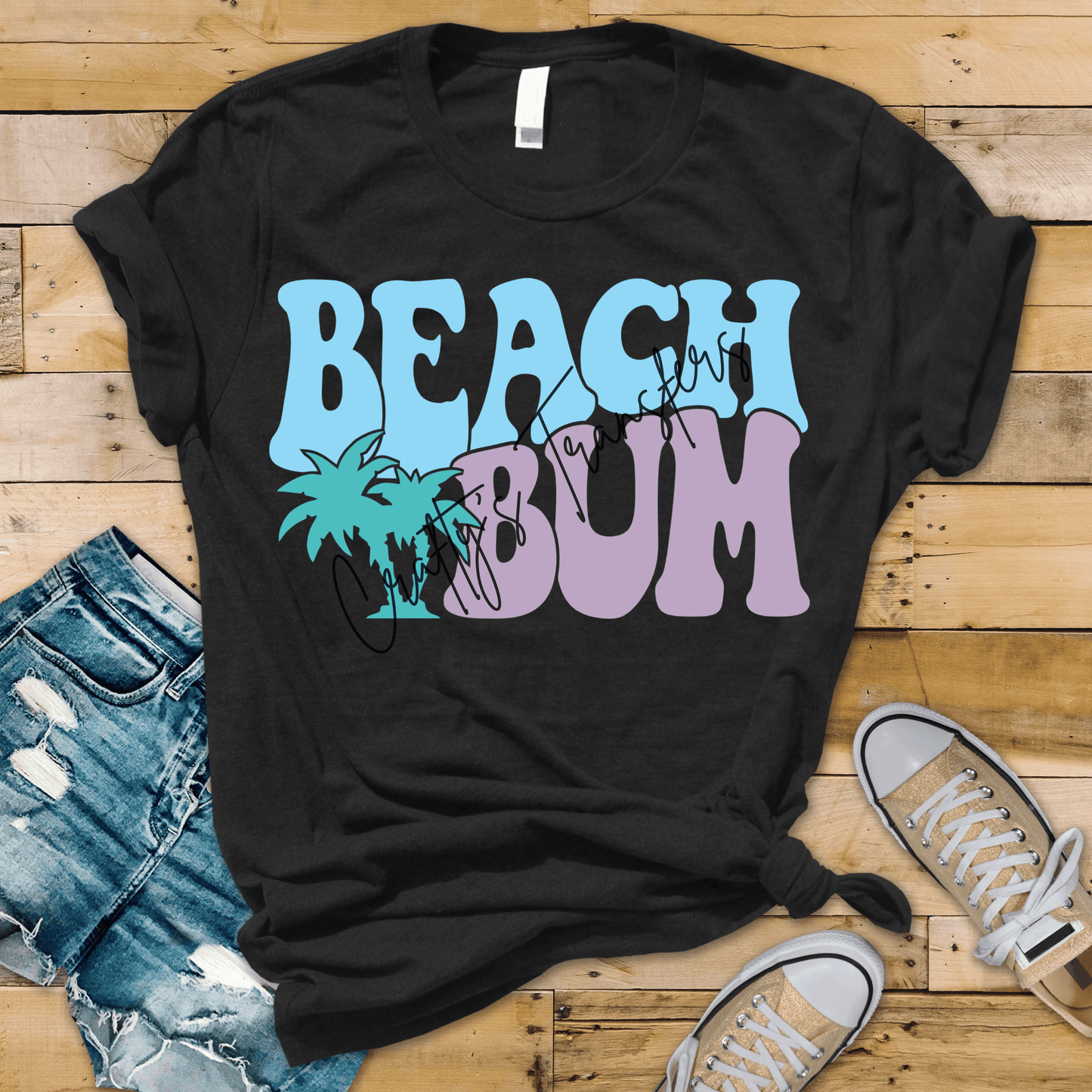 Beach Bum DTF Transfer | Retro Beach Shirt Design | Coastal Summer Graphic Tee | Palm Tree Vacation Heat Transfer