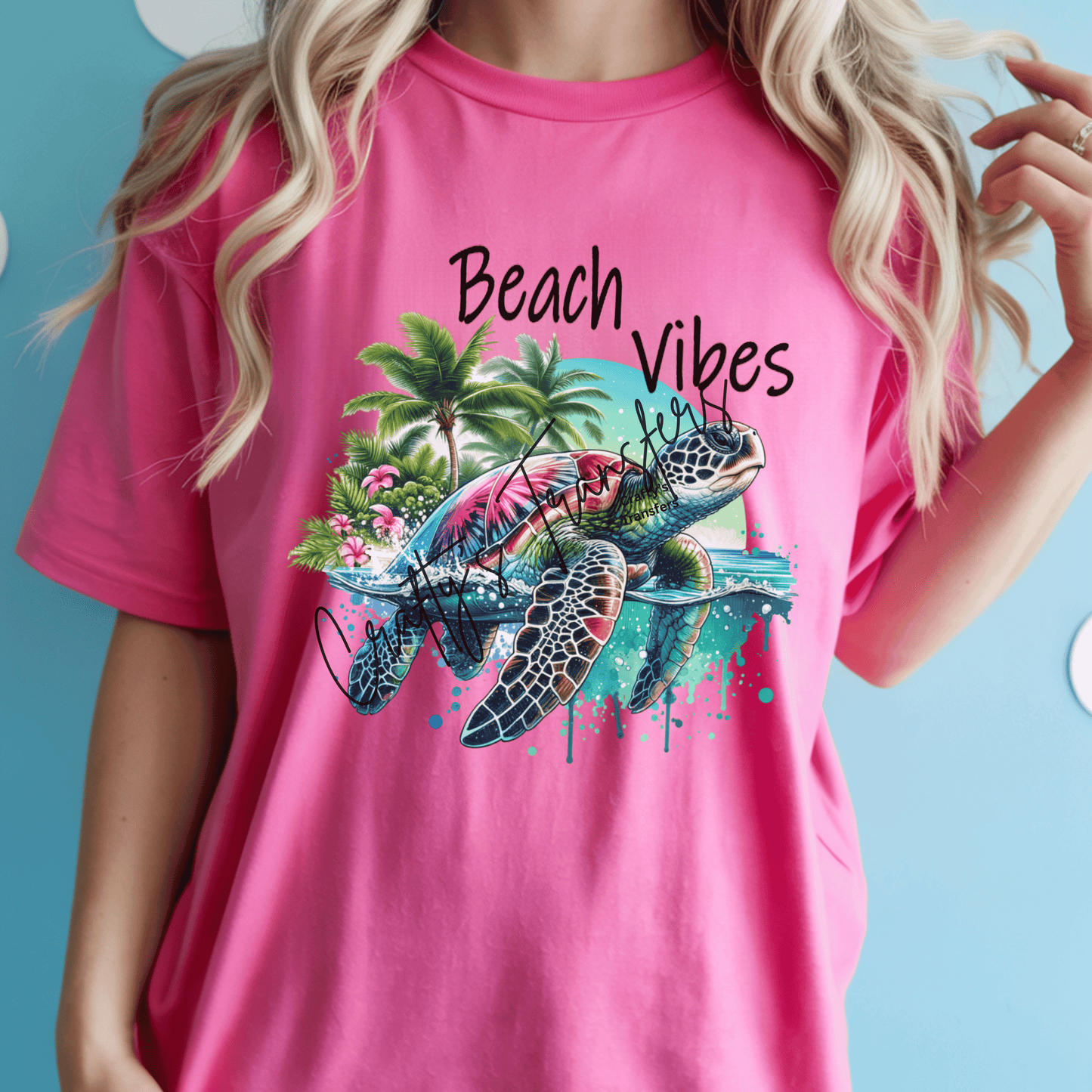 Sea Turtle Beach DTF Transfer | Tropical Ocean Turtle Shirt Design | Summer Coastal Graphic | Island Vibes Heat Transfer