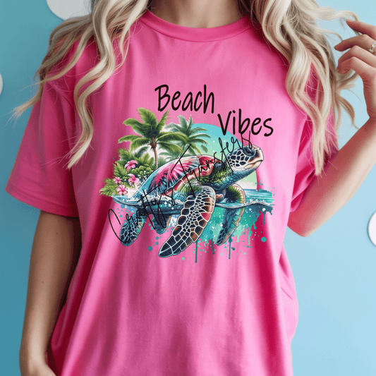 Sea Turtle Beach DTF Transfer | Tropical Ocean Turtle Shirt Design | Summer Coastal Graphic | Island Vibes Heat Transfer