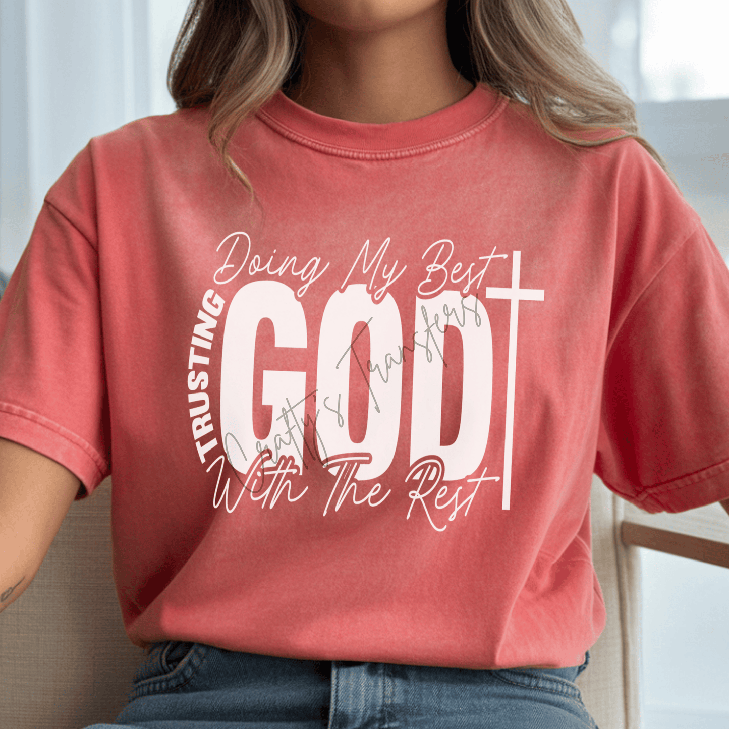 Trusting God DTF Transfer | Doing My Best Christian Shirt Design | Faith Inspirational Graphic Tee | Religious Heat Transfer