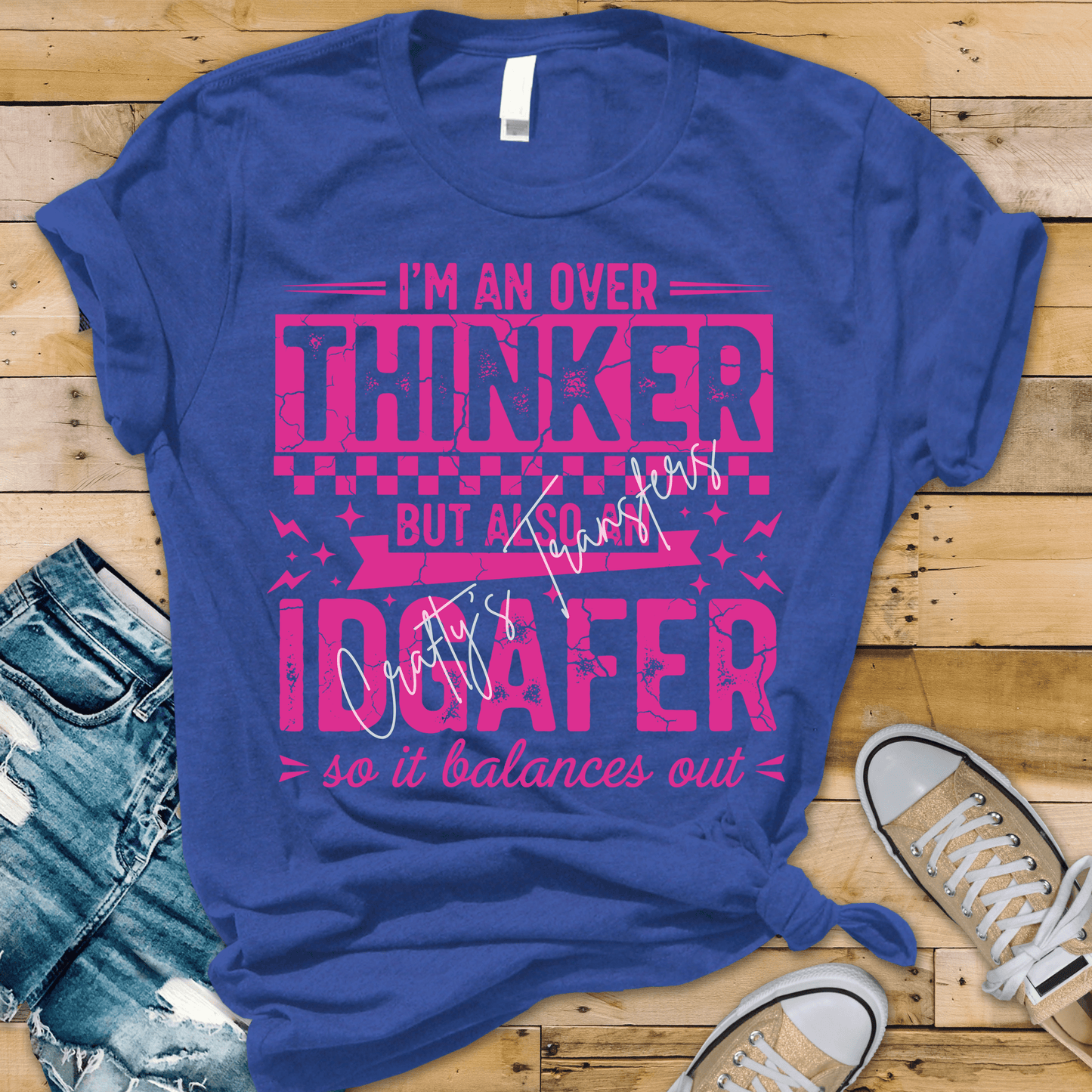 Funny Overthinker DTF Transfer | I’m an Over Thinker But Also an IDGAF Shirt Design | Sarcastic Humor Graphic Tee | Trendy Heat Transfer