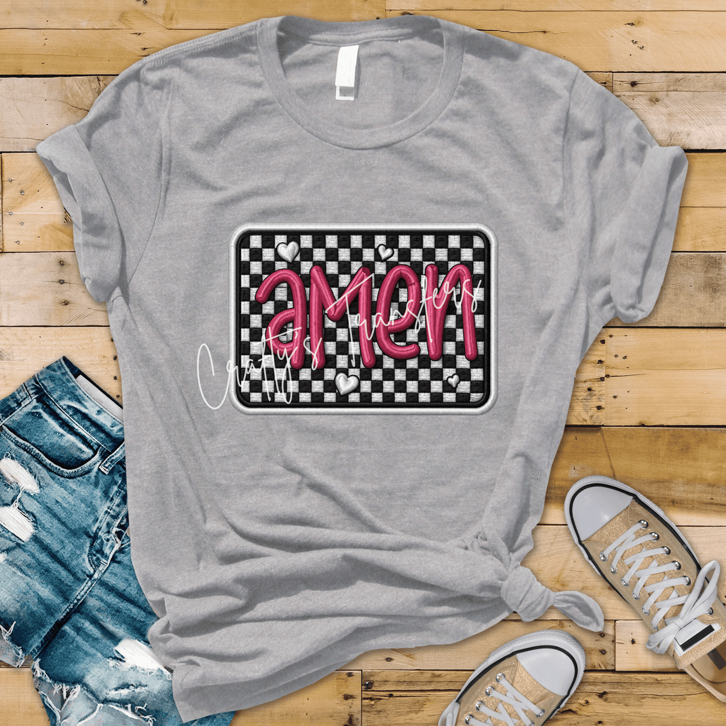 Amen on checkered background patch DTF