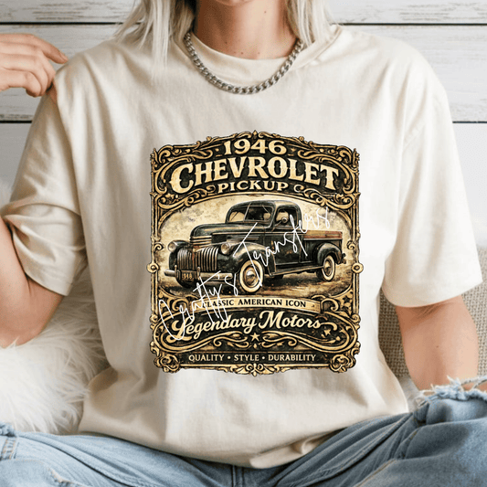 1946 Chevrolet Pickup DTF Transfer | Vintage Chevy Truck Shirt Transfer | Classic American Truck Graphic Tee Design