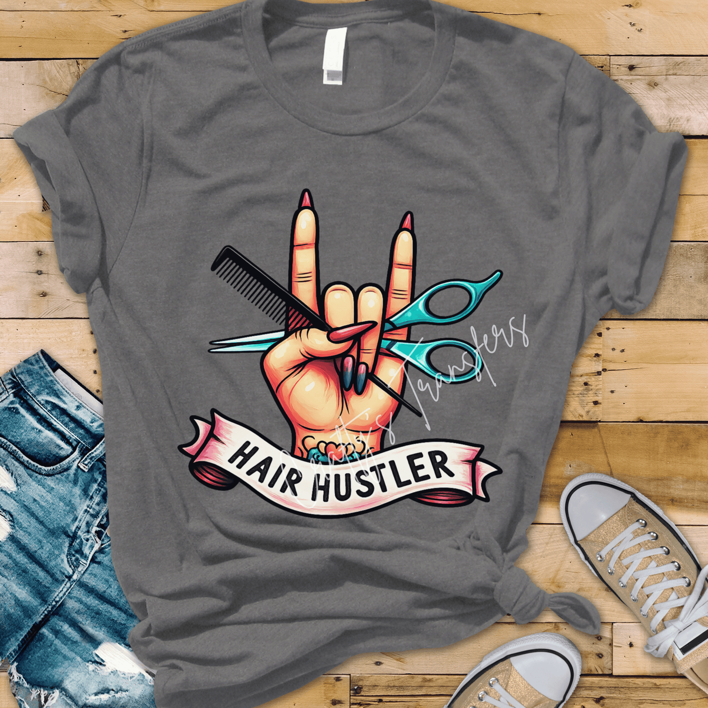 Hair Hustler DTF Transfer | Funny Hairstylist Shirt Transfer | Salon Graphic Tee Design | Cosmetology Humor