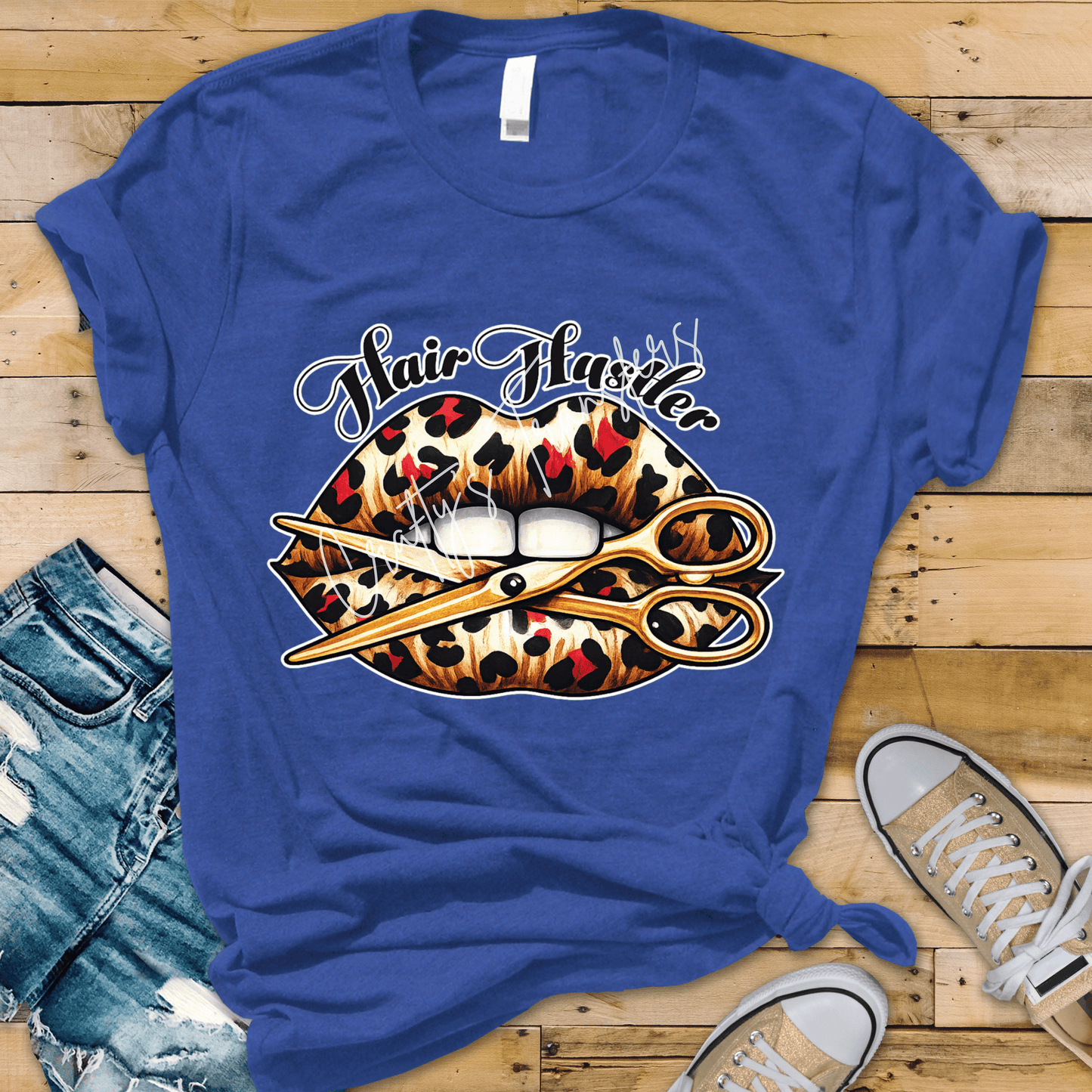 Hair Hustler Lips DTF Transfer | Funny Hairstylist Shirt Transfer | Leopard Print Salon Graphic Tee Design