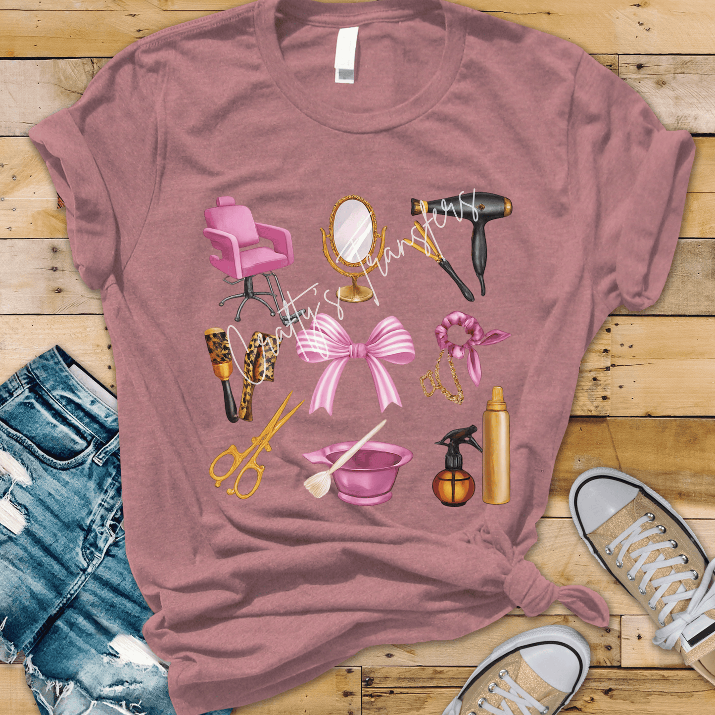 Hair Stylist Icons DTF Transfer | Salon Tools Graphic Tee Transfer | Cute Cosmetology Shirt Design