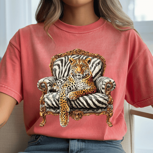 Leopard on Zebra Chair DTF Transfer | Glam Animal Print Heat Transfer | Luxury Boutique Graphic Ready to Press